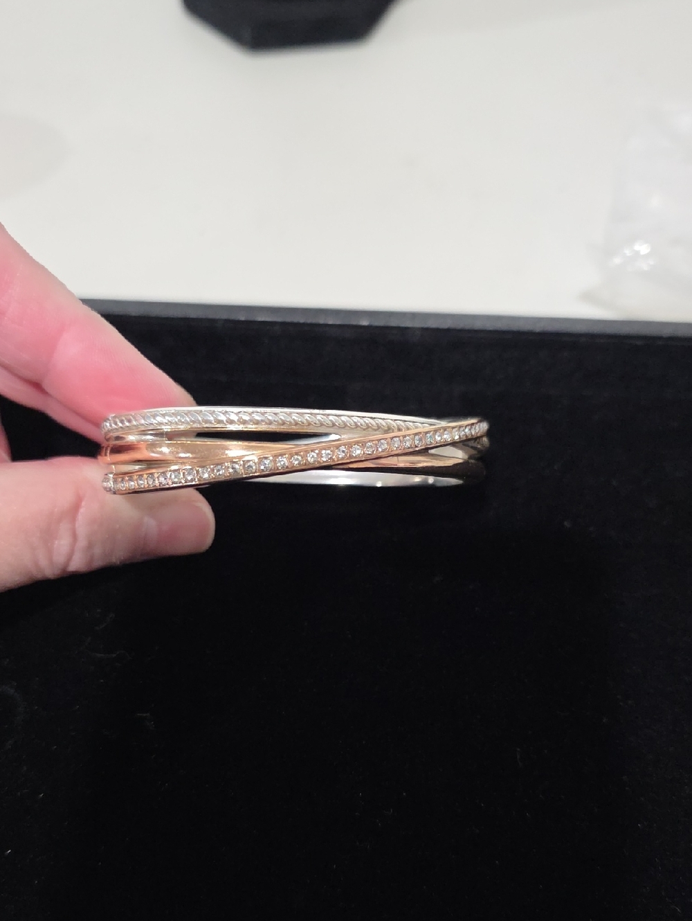 Brighton Neptune's Rings Gold and Silver Colored Crisscross Bangle Bracelet